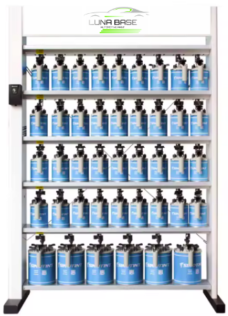 Luna Base paint mixing rack with automated stirrers